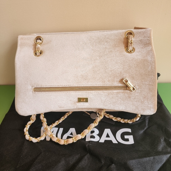 MIA BAG velvet shoulder bag beige pink - Picture 7 of 10